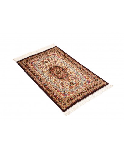 Tappeto Ghom seta Persia giallo marrone 61x90