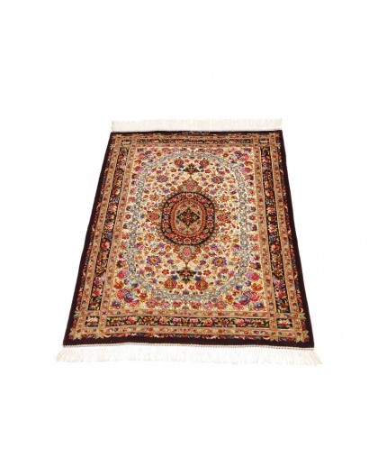 Tappeto Ghom seta Persia giallo marrone 61x90