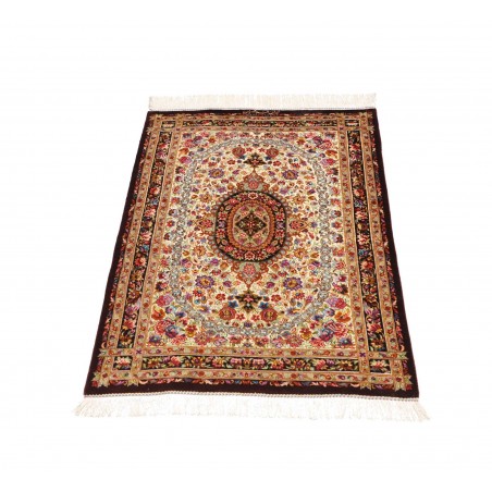 Tappeto Ghom seta Persia giallo marrone 61x90