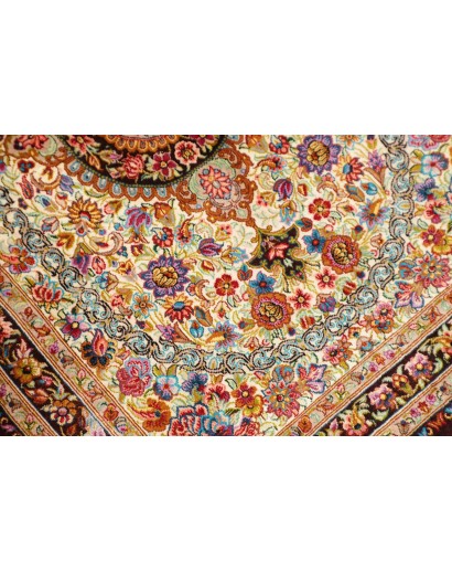 Tappeto Ghom seta Persia giallo marrone 61x90