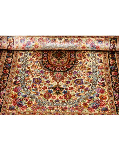 Tappeto Ghom seta Persia giallo marrone 61x90