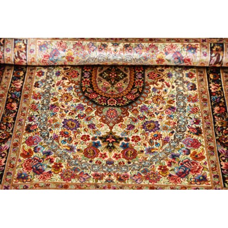 Tappeto Ghom seta Persia giallo marrone 61x90