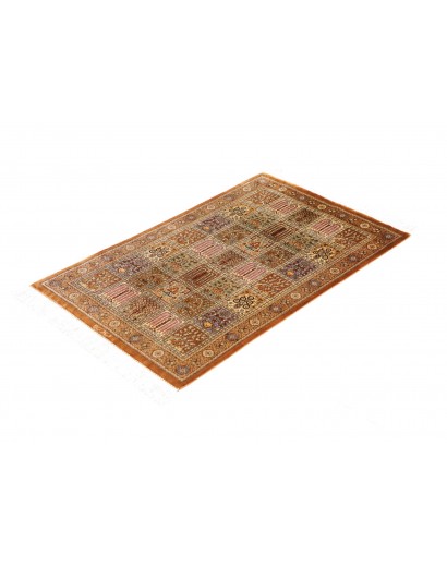 Tappeto Ghom seta Persia arancione bianco 59x90