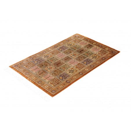 Tappeto Ghom seta Persia arancione bianco 59x90