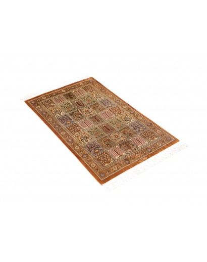 Tappeto Ghom seta Persia arancione bianco 59x90