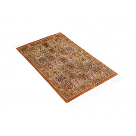 Tappeto Ghom seta Persia arancione bianco 59x90