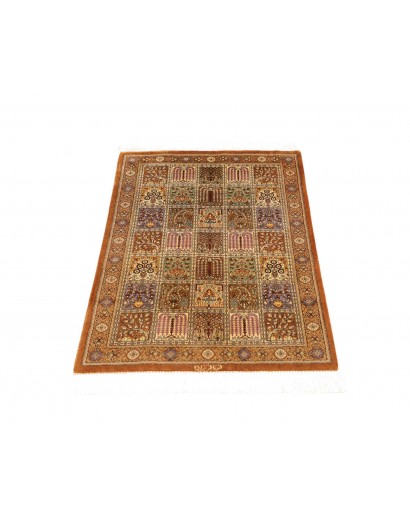 Tappeto Ghom seta Persia arancione bianco 59x90