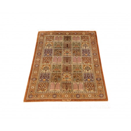 Tappeto Ghom seta Persia arancione bianco 59x90