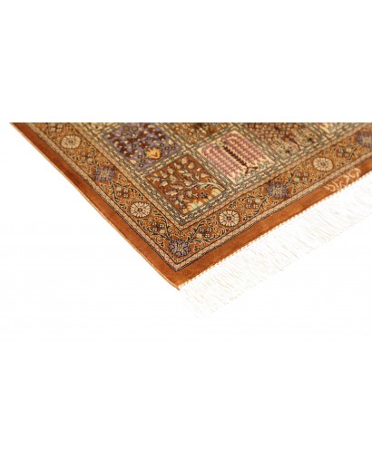 Tappeto Ghom seta Persia arancione bianco 59x90