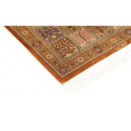 Tappeto Ghom seta Persia arancione bianco 59x90