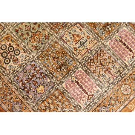 Tappeto Ghom seta Persia arancione bianco 59x90
