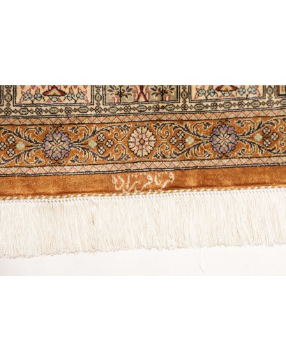Tappeto Ghom seta Persia arancione bianco 59x90