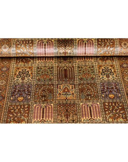 Tappeto Ghom seta Persia arancione bianco 59x90