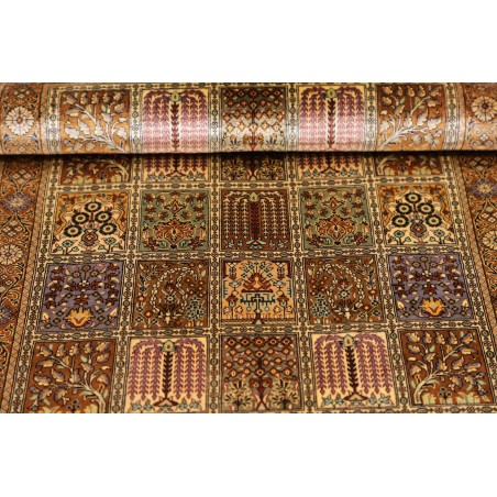 Tappeto Ghom seta Persia arancione bianco 59x90