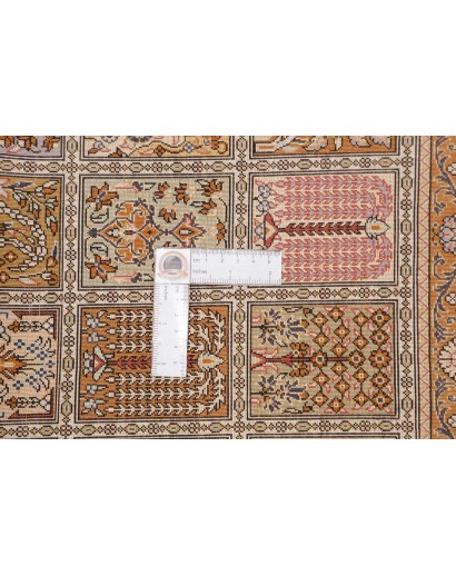 Tappeto Ghom seta Persia arancione bianco 59x90