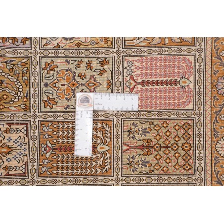 Tappeto Ghom seta Persia arancione bianco 59x90