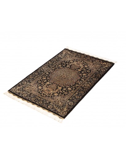 Tappeto Ghom seta Persia grigio bianco 60x89