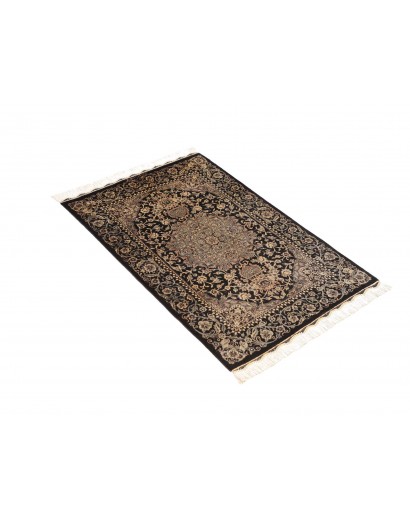Tappeto Ghom seta Persia grigio bianco 60x89