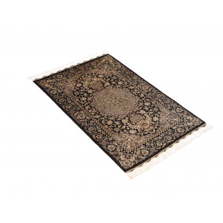 Tappeto Ghom seta Persia grigio bianco 60x89