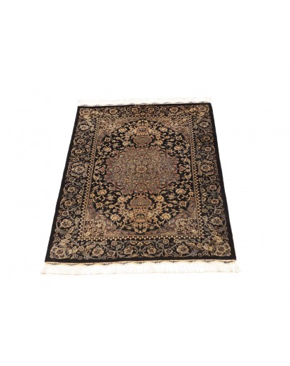 Tappeto Ghom seta Persia grigio bianco 60x89
