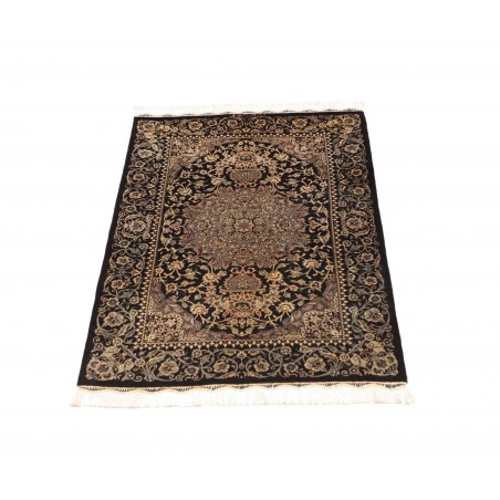 Tappeto Ghom seta Persia grigio bianco 60x89