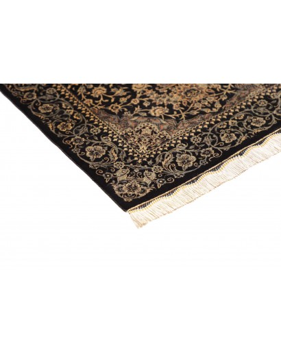 Tappeto Ghom seta Persia grigio bianco 60x89