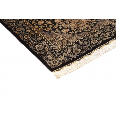 Tappeto Ghom seta Persia grigio bianco 60x89