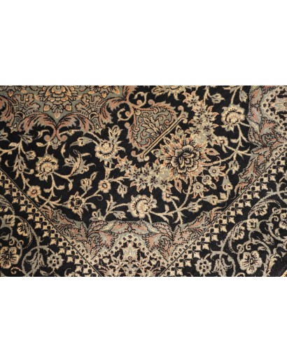 Tappeto Ghom seta Persia grigio bianco 60x89