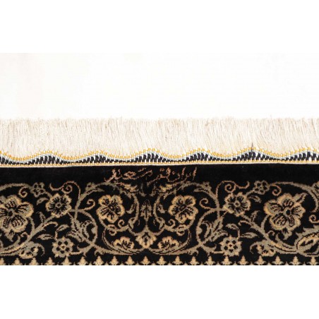 Tappeto Ghom seta Persia grigio bianco 60x89