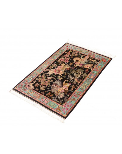 Tappeto Ghom seta Persia marrone grigio 62x90