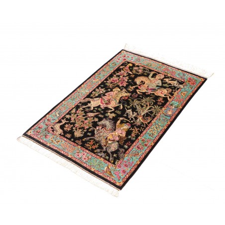 Tappeto Ghom seta Persia marrone grigio 62x90