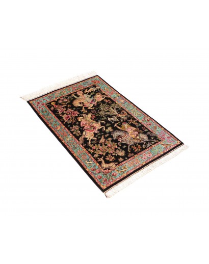 Tappeto Ghom seta Persia marrone grigio 62x90