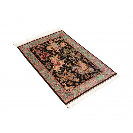 Tappeto Ghom seta Persia marrone grigio 62x90