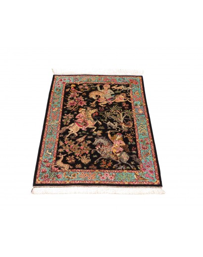 Tappeto Ghom seta Persia marrone grigio 62x90