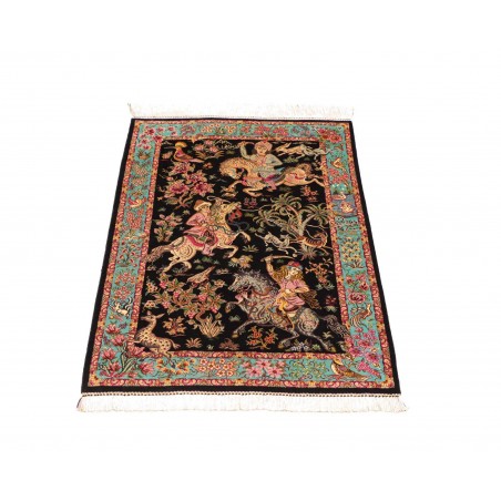 Tappeto Ghom seta Persia marrone grigio 62x90