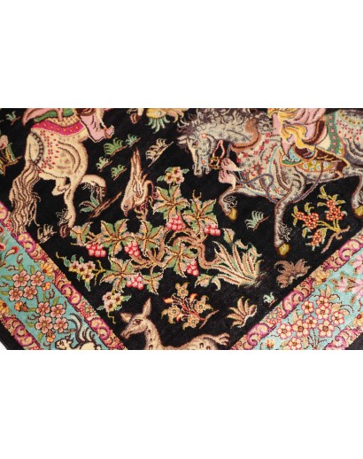 Tappeto Ghom seta Persia marrone grigio 62x90