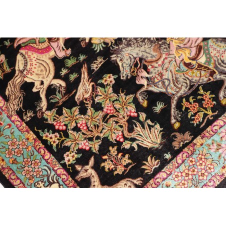 Tappeto Ghom seta Persia marrone grigio 62x90