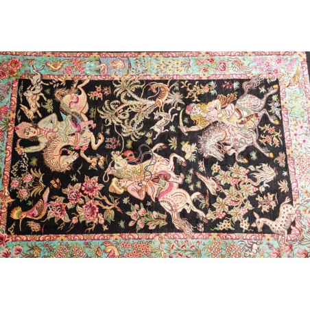 Tappeto Ghom seta Persia marrone grigio 62x90