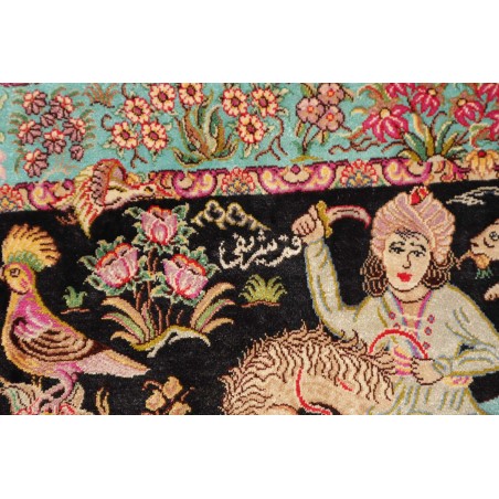Tappeto Ghom seta Persia marrone grigio 62x90