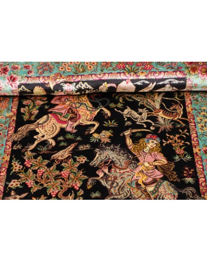 Tappeto Ghom seta Persia marrone grigio 62x90