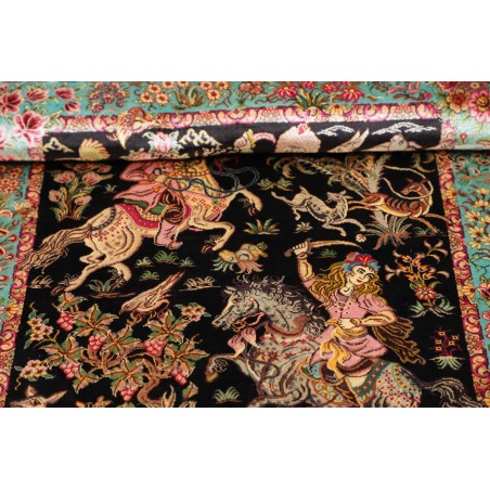 Tappeto Ghom seta Persia marrone grigio 62x90