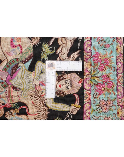 Tappeto Ghom seta Persia marrone grigio 62x90