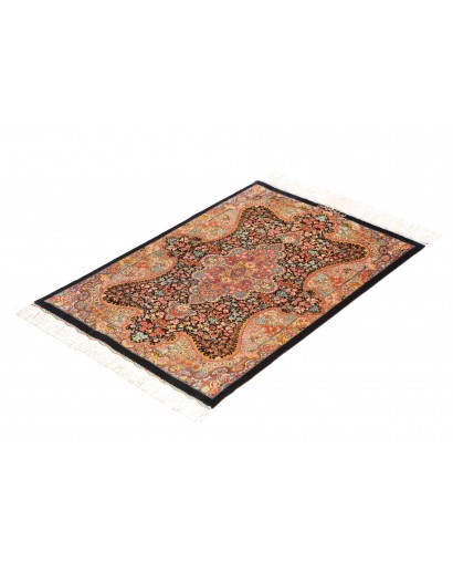 Tappeto Ghom seta Persia marrone arancione 60x87