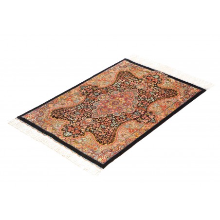 Tappeto Ghom seta Persia marrone arancione 60x87