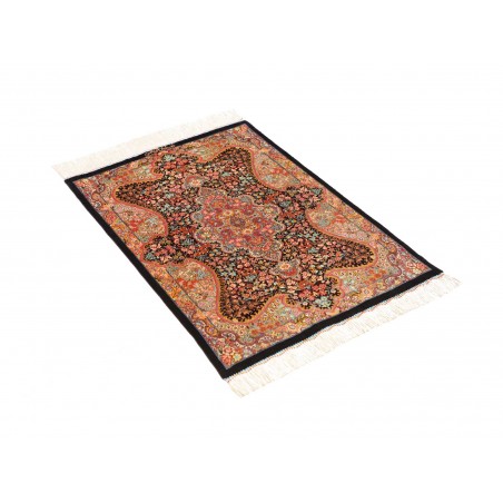 Tappeto Ghom seta Persia marrone arancione 60x87