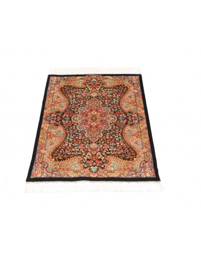 Tappeto Ghom seta Persia marrone arancione 60x87