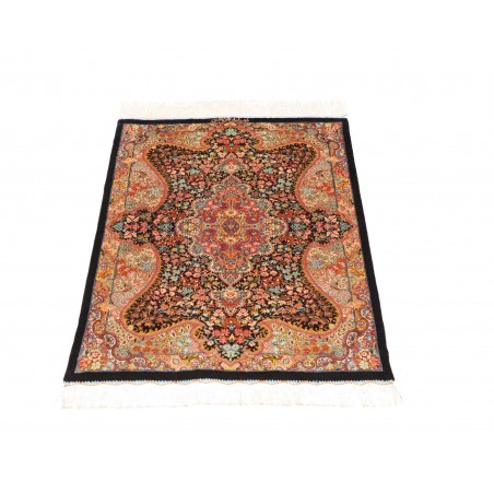 Tappeto Ghom seta Persia marrone arancione 60x87