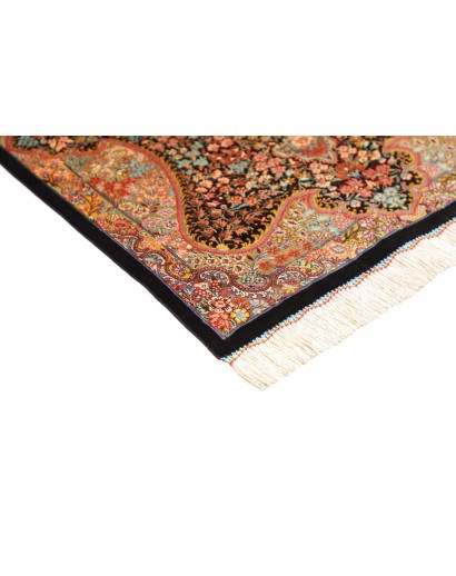 Tappeto Ghom seta Persia marrone arancione 60x87