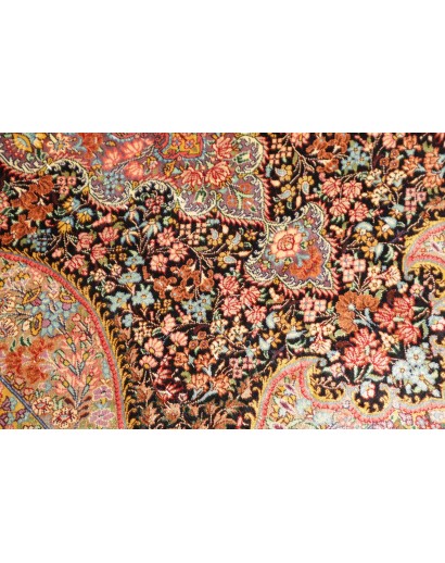 Tappeto Ghom seta Persia marrone arancione 60x87