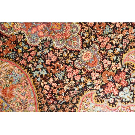 Tappeto Ghom seta Persia marrone arancione 60x87